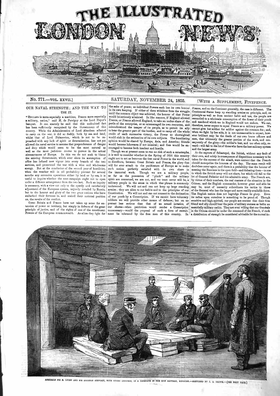 Old Antique Print 1855 Admiral Lyons Houston Stewart Spit Batterykinburn 19th