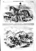 Old Antique Print 1855 Richard Sutton Hunt Foraging Party Village Kinburn 19th