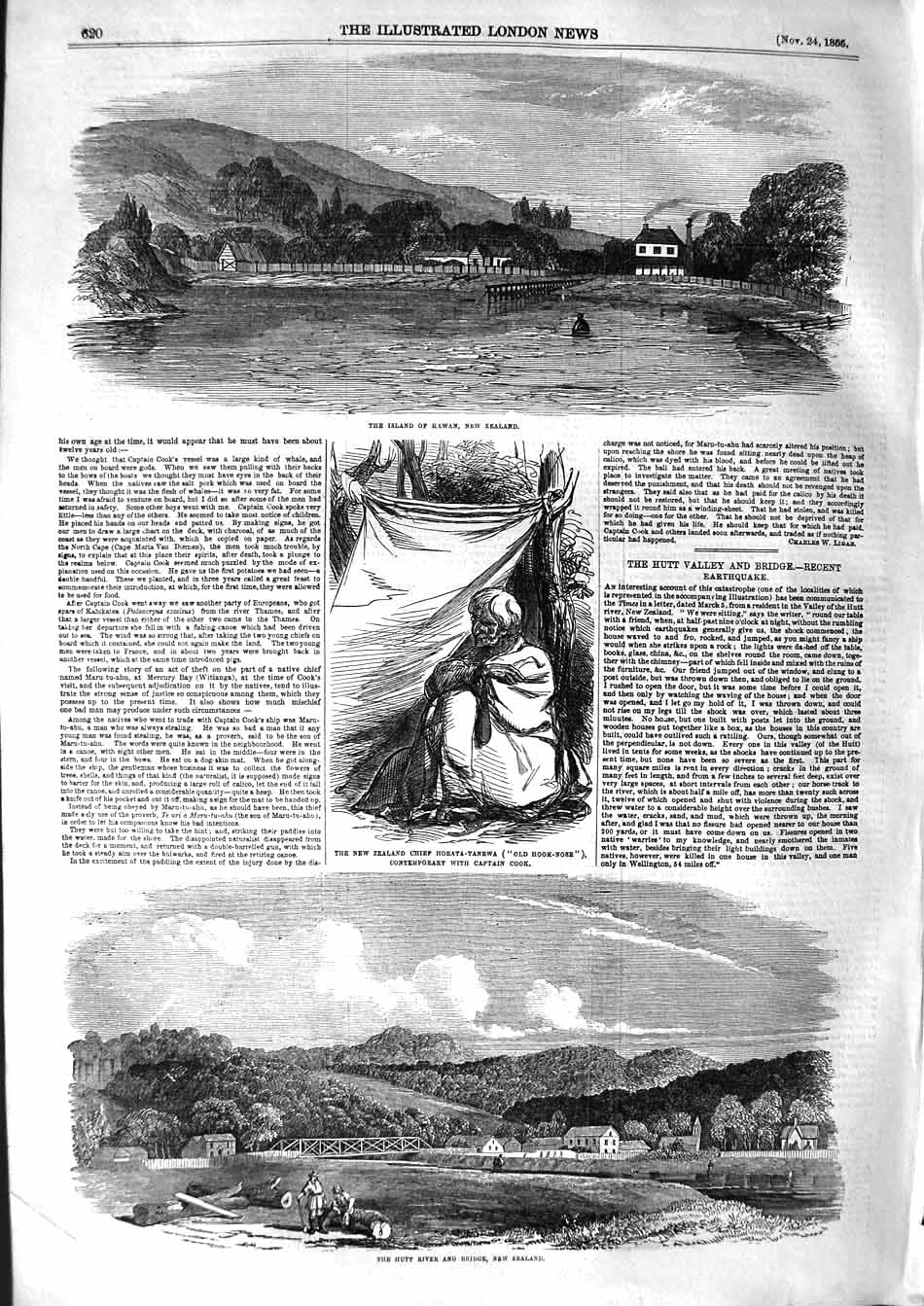 Old Antique Print 1855 Kawan New Zealand Chief Horata-Tanewa Hutt River 19th