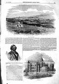 Original Old Antique Print 1855 View Melbourne Town Hall Warrialda Tribe Man