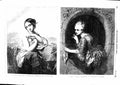 Original Old Antique Print 1855 Portrait Italian Girl Fountain Woman Scarf 19th