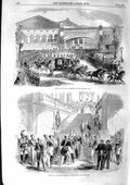 Original Old Antique Print 1855 King Sardinia Paris Reception Tuileries France