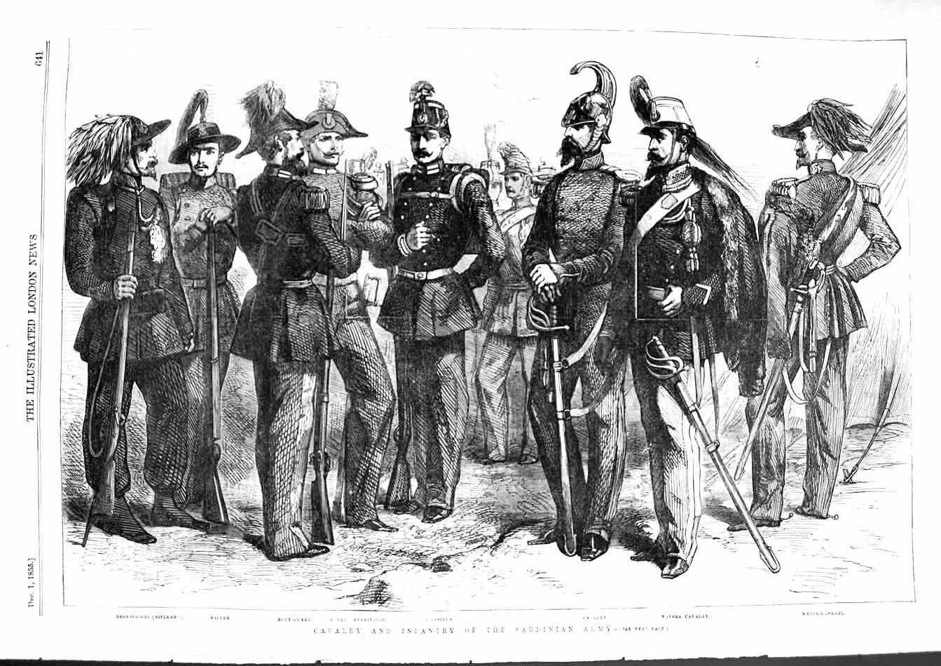 Original Old Antique Print 1855 Sardinian Army Sapper Chasseur Major-General