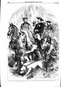 Antique Old Print *3198 1855 King Sardinia Emperor French Hunting Compeigne