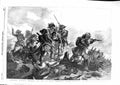 Original Old Antique Print 1855 Sardinian Chasseurs Rescuing Body Captian Prola