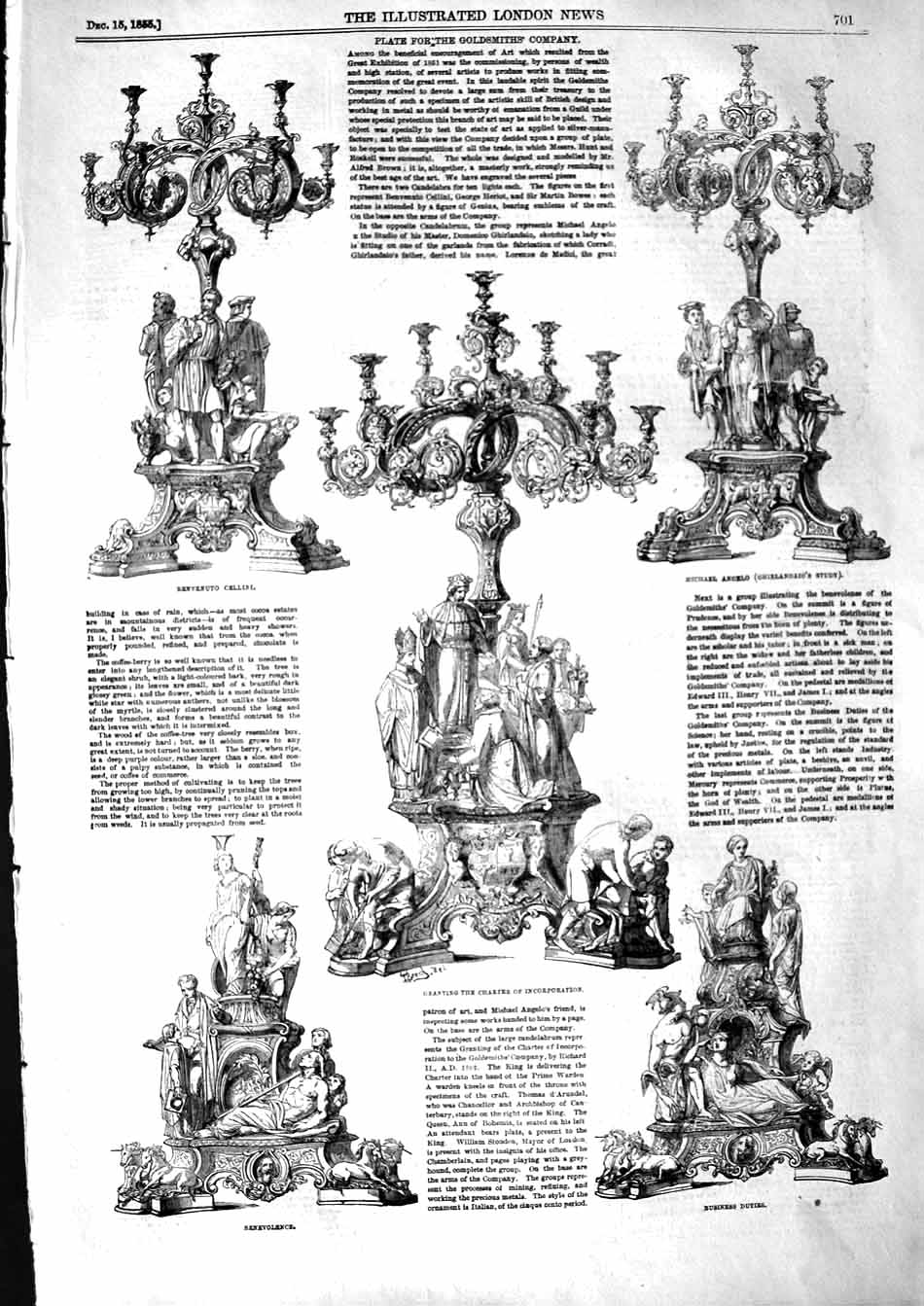 Original Old Antique Print 1855 Gsmith Plate Michael Angelo Cellini Benevolence