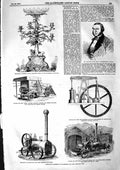 Original Old Antique Print 1855 Brandreth Gibbs Tuxford Portable Steam-Engine