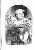 Original Old Antique Print 1855 Colour Christmas Boars Head Leighton Victorian