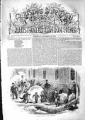 Original Old Antique Print 1855 Children Monster Snowball Snow Winter Scene