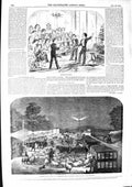 Old Antique Print 1855 Children Conjuring Cattle Tottenham Railway Train 19th
