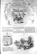 Old Antique Print 1856 Jack Beanstalk Theatre Stanstead College Sailors 19th