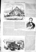 Old Antique Print 1856 Valparaiso Santiago Railway Train Don Montt Chili 19th