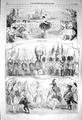 Old Antique Print 1856 Christmas Pantomimes Drury Lane Haymarket Princess 19th