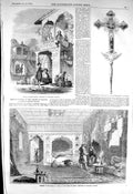 Old Antique Print 1856 CafÇ Karasu Bazar Russian Cross Redan House Mirza 19th