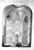 Original Old Antique Print 1856 Ely Cathedral Octagon Choir Architecture 19th
