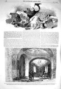 Original Old Antique Print 1856 Antiquities Sebastopol Church Vladimir Cemetery