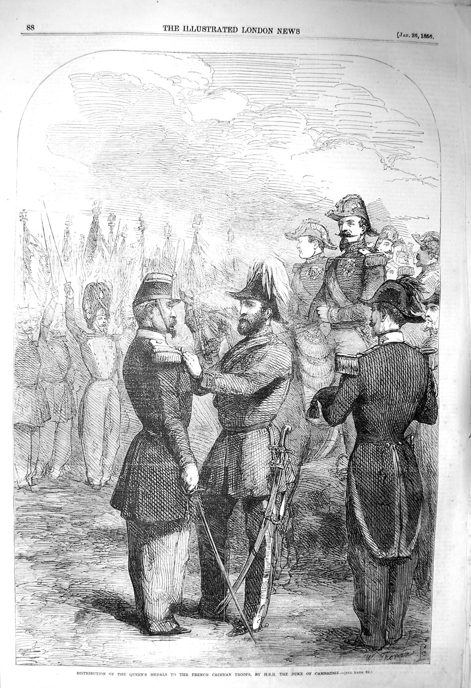 Old Antique Print 1856 Queen'S Medals French Crimean Army Duke Cambridge 19th