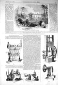 Original Old Antique Print 1856 Siers Infant Home Hampstead Preston'S Machine