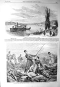 Original Old Antique Print 1856 Careening Bay Sebastopol War Siers Battle Art