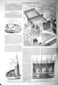 Original Old Antique Print 1856 Mary Nicholas College Lancing School Victorian
