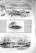 Old Antique Print 1856 Kinburn Fort Spit Otchakoff Ships Serpents Beagle 19th