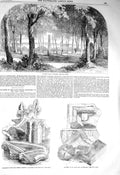 Original Old Antique Print 1856 Hamlet'S Grave Elsinore Monastery Clerkenwell
