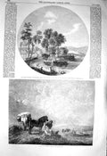 Original Old Antique Print 1856 Maison Gondi Palace Cloud France Horses Country