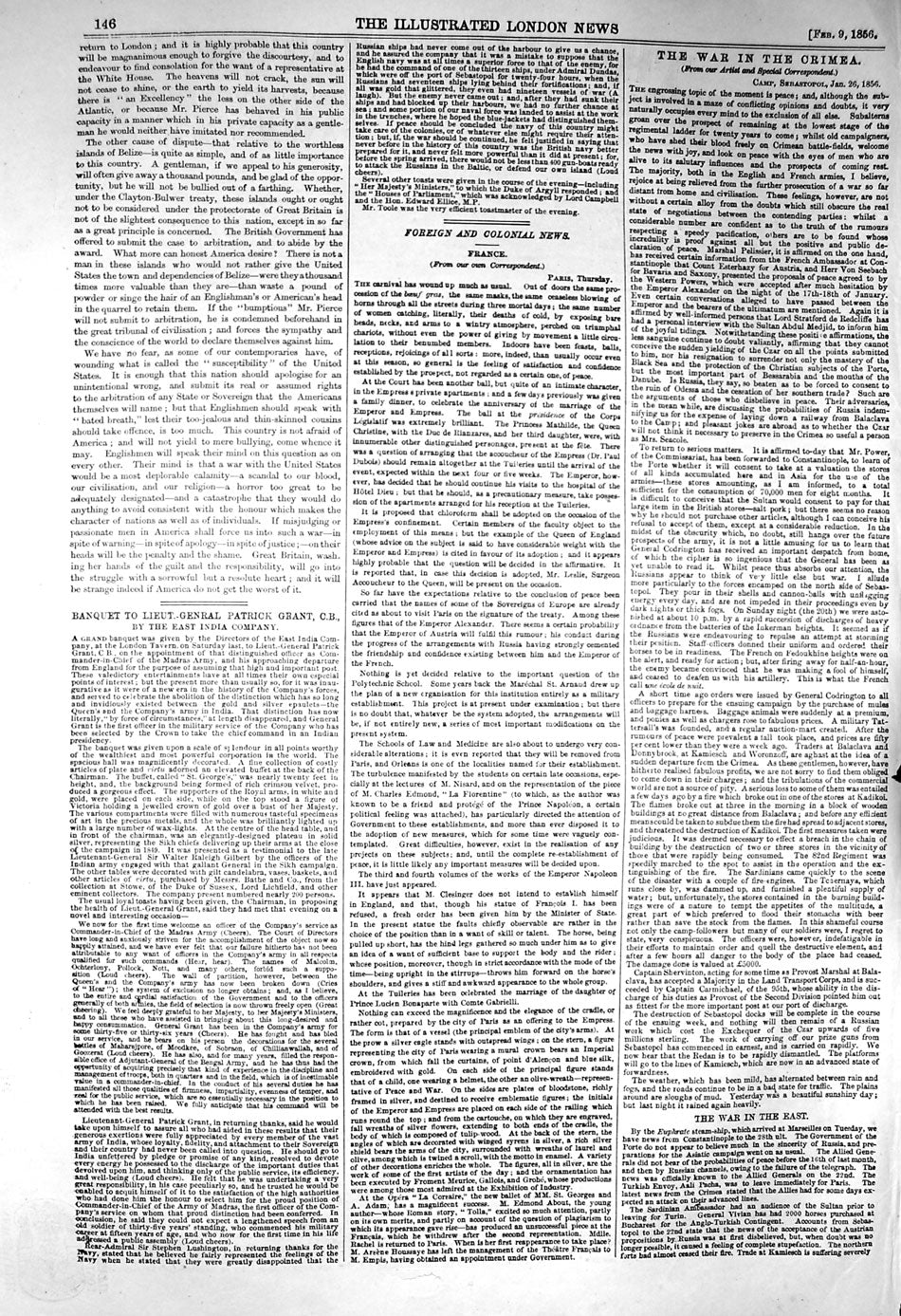 Original Old Antique Print 1856 India Banquet London Tavern Patric Grant Madras