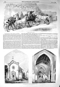 Original Old Antique Print 1856 Carnival Horse Races Rome Church Redentore Rome