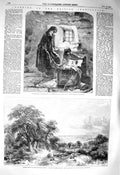 Original Old Antique Print 1856 Baby Cradle Family Timber-Clearing Hill Sussex