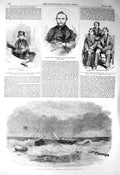 Old Antique Print 1856 Ship Wreck Polyphemus Hautsholmen Driver City Arab 19th