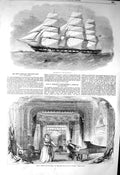 Original Old Antique Print 1856 Ship City Mobile Horton Entertainment Victorian