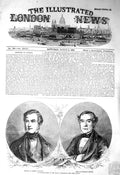 Original Old Antique Print 1856 Earl Clarendon Baron Borqueney Peace Conference