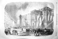 Old Antique Print 1856 Burning Covent Garden Theatre Fire Ruins Fine Art 19th