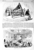 Original Old Antique Print 1856 Cradle Prince Imperial Layette Outfit Roy 19th