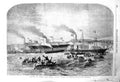 Old Antique Print 1856 Launch Iron Screw Steam Ship Newcastle-Upon-Tyne 19th