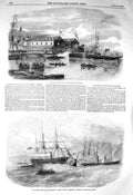 Old Antique Print 1856 Launch Ship Gun-Boat Hardy Bristol Virtue Resolute 19th