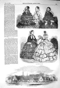 Original Old Antique Print 1856 Paris Fashion April Parochial Schools Deptford
