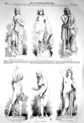 Original Old Antique Print 1856 Statues Egyptian Hall Mansion House Comus Leah