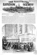 Original Old Antique Print 1856 Reading News Peace Mansion House 19th