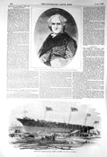 Original Old Antique Print 1856 American Minister Dallas Despatch Ship Vigilant