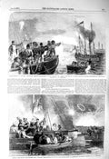 Original Old Antique Print 1856 Glasse Ship Vulture Sveaborg Hewlett Edinburgh