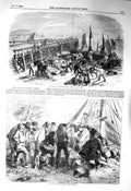 Original Old Antique Print 1856 Great Yarmouth Herring Fishing Boats Fish 19th