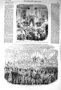 Original Old Antique Print 1856 Common Hall Reform Guildhall Dungannon Belfast
