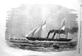 Original Old Antique Print 1856 Her Majesty Queen Gun-Boat Ship Flying Fish