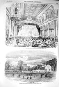 Original Old Antique Print 1856 Fete Hotel Ville Paris Plenipoteniaries Hy 19th