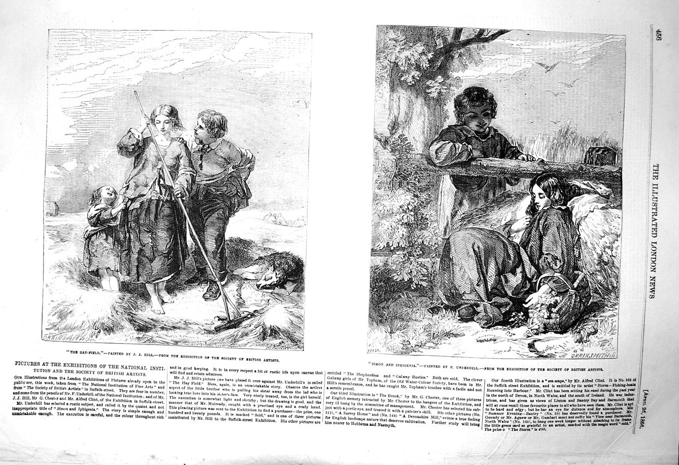 Old Antique Print 1856 Hay Field Farming Simon Iphigenia Hill Underhill 19th