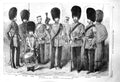 Original Old Antique Print 1856 Cstream Guards Uniform Drummer Sentry Major