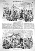Original Old Antique Print 1856 Martyrs Great Naval Review Men Sleeping Phiz