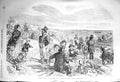 Old Antique Print 1856 Sea-Side Scene Beach Family Children Bathing Sea 19th